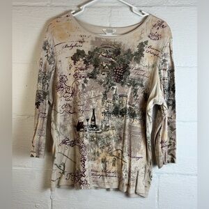 Christopher & Banks Vintage Italy Inspired Woman’s Quarter Sleeve Cotton Tee